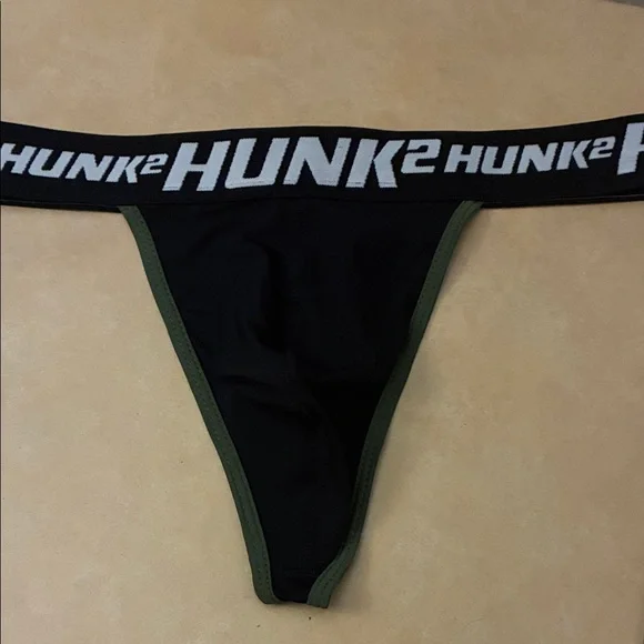 HUNK menswear Black & Olive Green Thong with Branded Waistband L - Picture 1 of 7